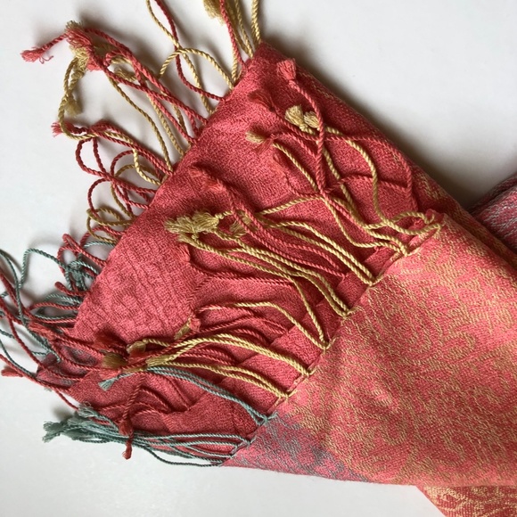 Multi-coloured Scarf with tassle ends - Picture 2 of 7